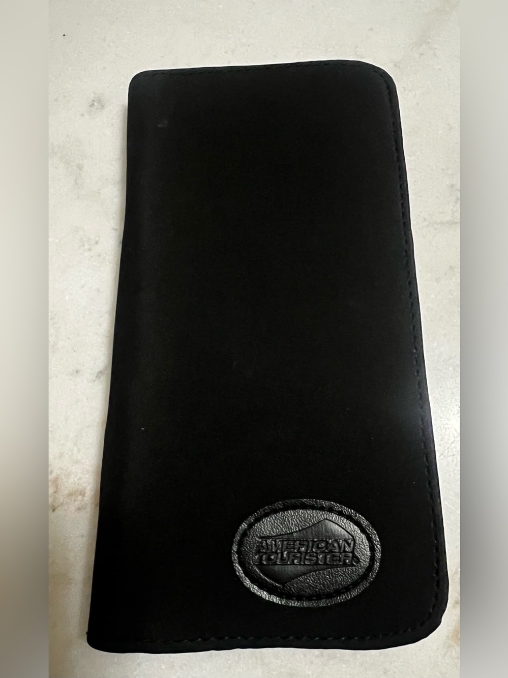 American Tourister Black Zip Around Nylon Passport Travel Case 8.5" x 4.5" EUC